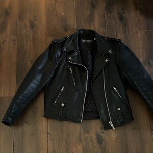 Harley-Davidson Black Quilted Leather Jacket vintage the belt is included
